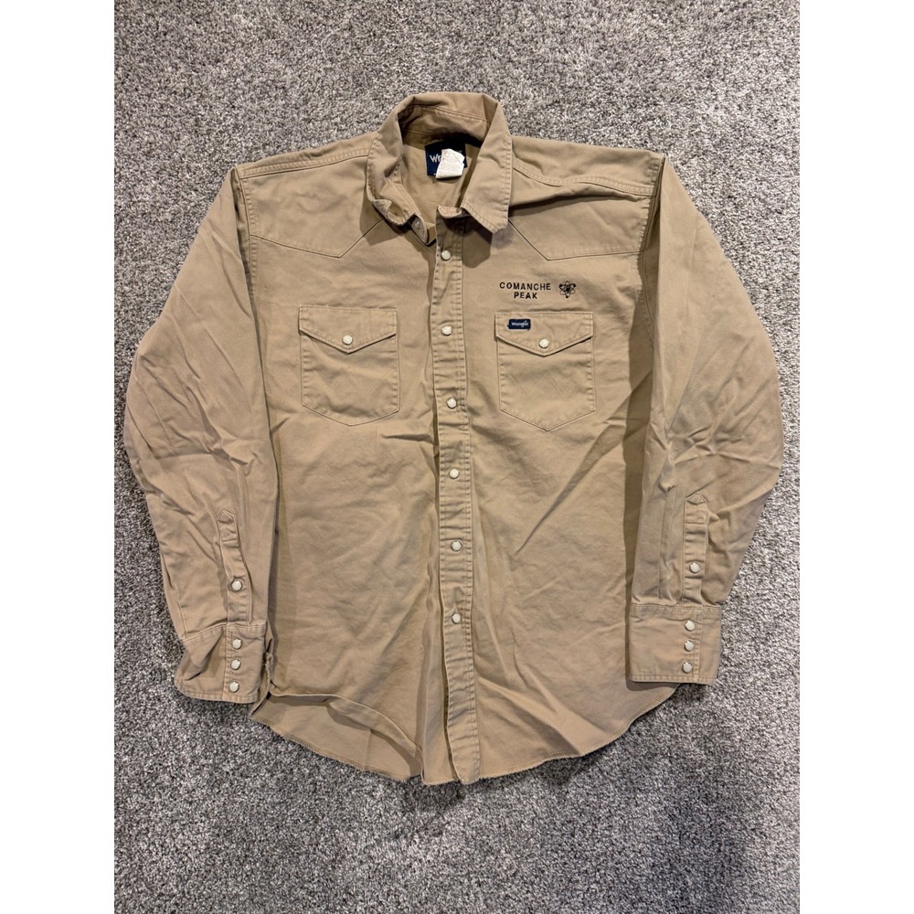 Wrangler Western Shirt Mens 16.5x35 Tan Comanche Peak Pearl Snap Cotton 70140MW*
